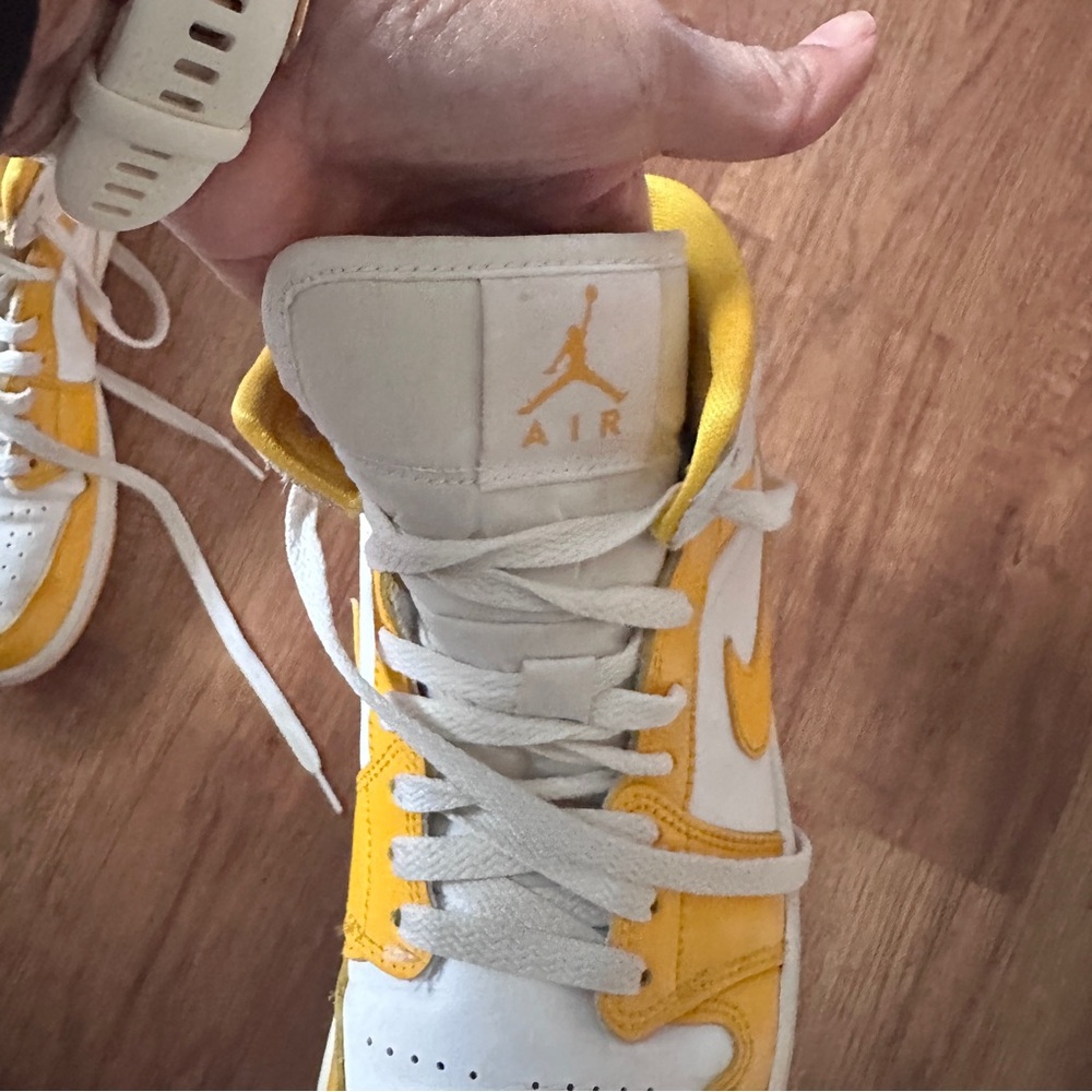 Nike Air Jordan White University Gold High-Top Sneakers - Picture 11 of 14